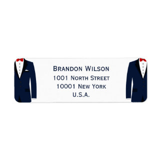 Blue And White Gay Wedding Return Address Labels