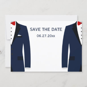 Blue And White Gay Wedding Save The Dates Save The Date