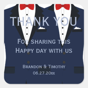 Blue And White Gay Wedding Stickers