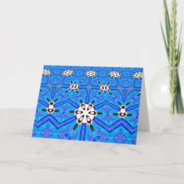 blue and white geometric greeting card (Front)