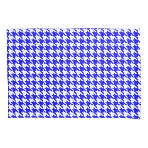Blue and White Geometric Houndstooth Pattern Pillowcase