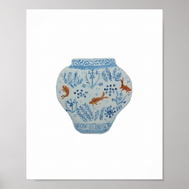 Blue and White Ginger Jar Art Print (Front)