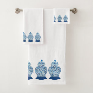 Blue and White  Ginger Jar Bath Towel Set