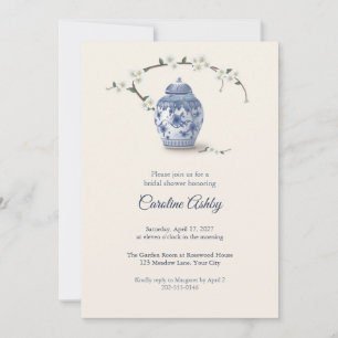 Blue and White Ginger Jar Bridal Shower Invitation
