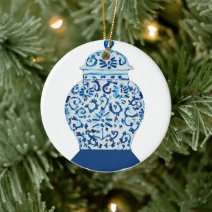 Blue and White Ginger Jar Ceramic Ornament