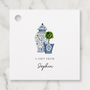 Blue and white Ginger Jar & topiary  gift Tags