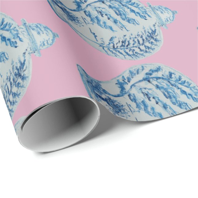 Blue and White Ginger Jar Wrapping Paper (Roll Corner)