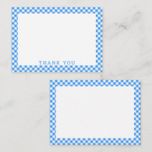 Blue And White Gingham Buffalo Plaid Thank You Card