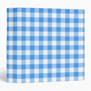 Blue And White Gingham Check Pattern Binder