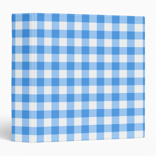 Blue And White Gingham Check Pattern Binder (Front/Spine)