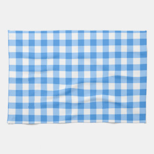 Blue And White Gingham Check Pattern Kitchen Towel