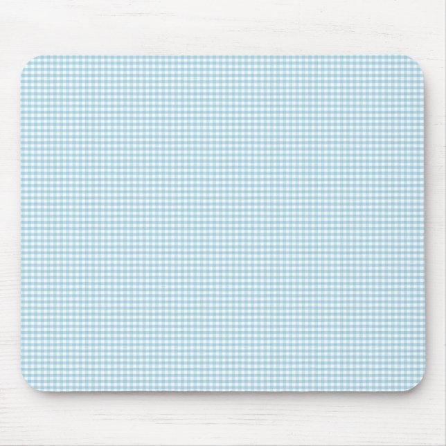 Blue And White Gingham Check Pattern Mouse Pad (Front)