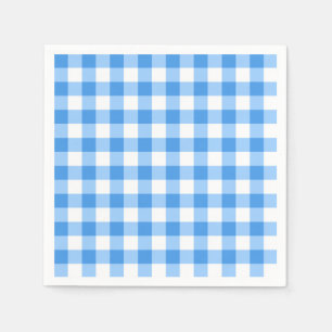 Blue And White Gingham Check Pattern Napkin