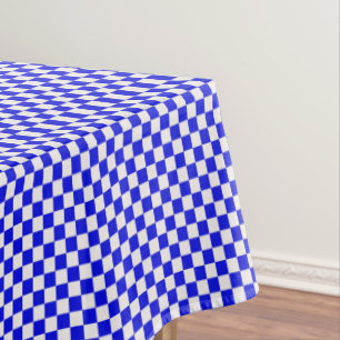 Blue And White Gingham Chequered Tablecloth