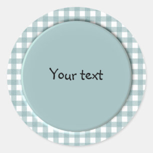 Blue and white gingham design classic round sticker