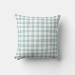 Blue and White Gingham Pattern Throw Pillow