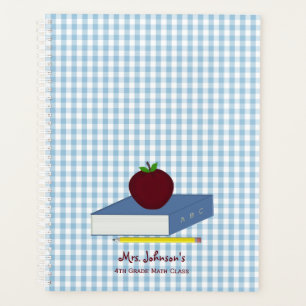 Blue And White Gingham Teacher Planner