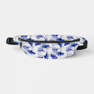 Blue and white gingko leaf fanny pack