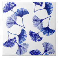 Blue and white gingko leaves