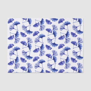 Blue and white gingko leaves tissue paper