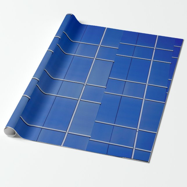 Blue and white glass windows wrapping paper (Unrolled)