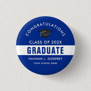 Blue and White Graduation Custom Button