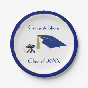 Blue and White Graduation Custom Paper Plates