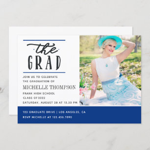 Blue and White Graduation Party Invitation