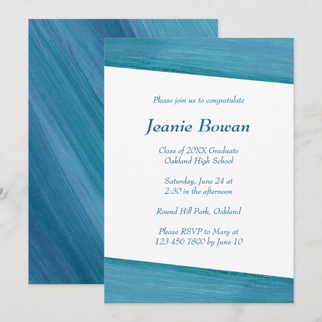 Blue and White Graduation Party Invitation (Front/Back)