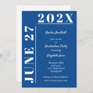 Blue and White Graduation Party Invitation