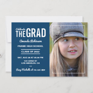 Blue and White Graduation Party Invitation