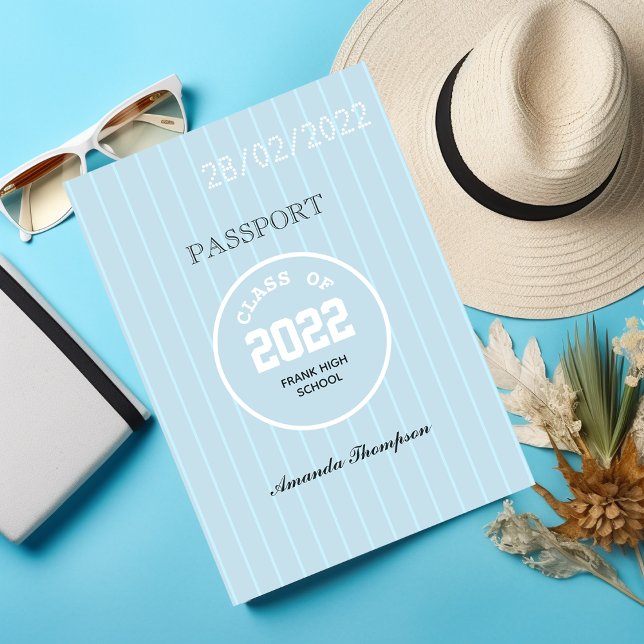Blue and White Graduation Passport Photo Invitation (Creator Uploaded)