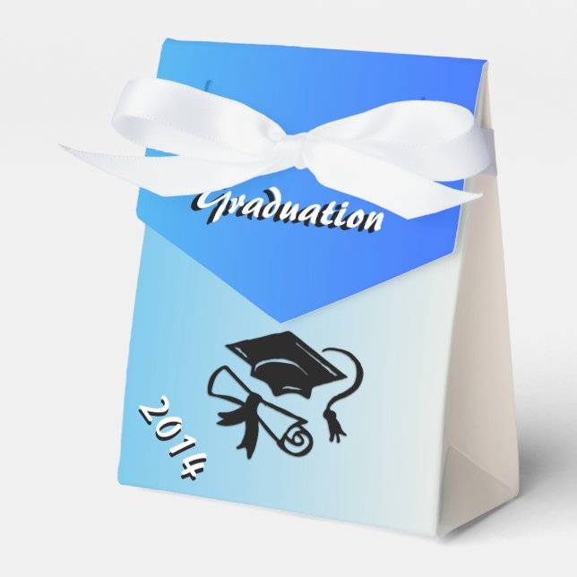 Blue and White Graduation Personalized Favour Box (Front Side)