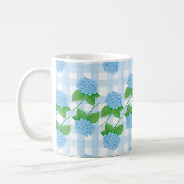 Blue and White Grandmillennial Hydrangea Mug (Left)