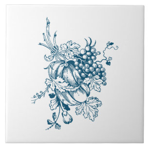 Blue and White Grapes & Fruit Tile