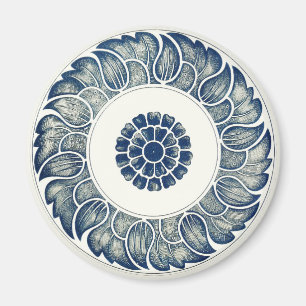 Blue and White Graphic Design Art Print Magnet