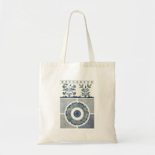 Blue and White Graphic Design Art Print Tote Bag