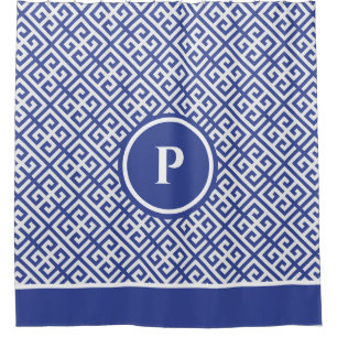 Blue and White Greek Key Monogrammed