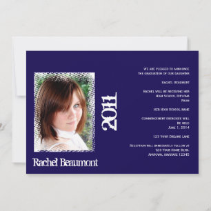Blue and White Grunge Graduation Announcement