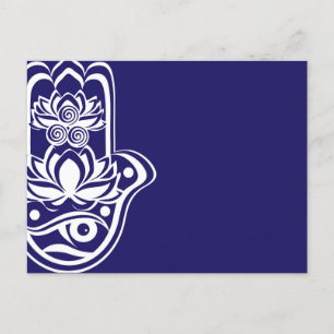 Blue and White Hamsa Holiday Postcard