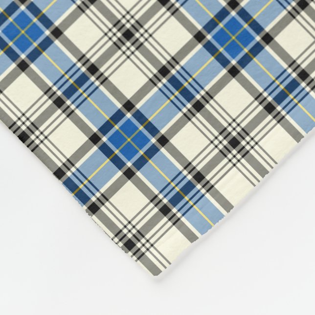 Blue and White Hannay Clan Tartan Fleece Blanket (Corner)
