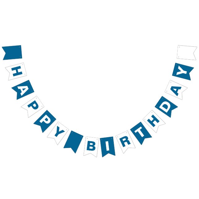 Blue and White Happy Birthday Bunting Flags (All)