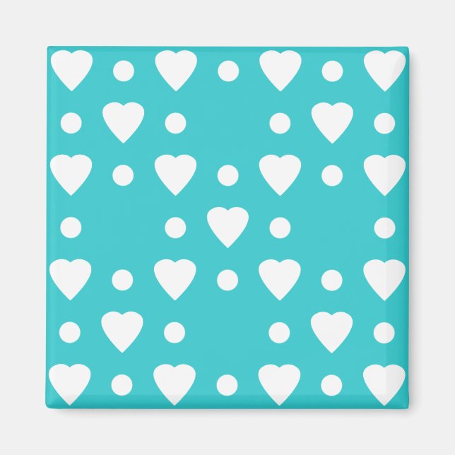 Blue and White heart pattern Magnet (Front)