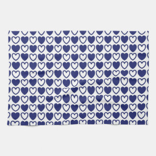 Blue and White Hearts Kitchen Towel