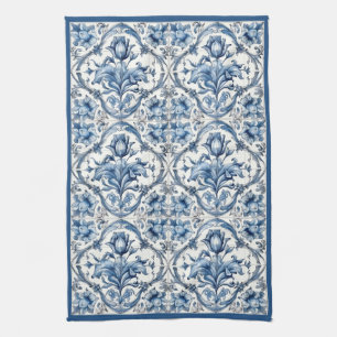 Blue and White Holland Pottery Tile  Kitchen Towel