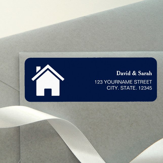 Blue and White Home Return Address Label (Creator Uploaded)