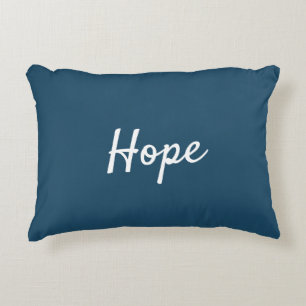 Blue and White Hope Affirmation Accent Pillow