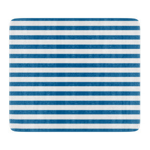 Blue and White Horizontal Stripe Cutting Board