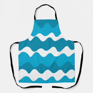 Blue and white horizontal waves pattern apron