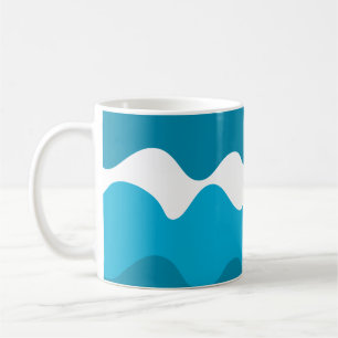 Blue and white horizontal waves pattern  coffee mug